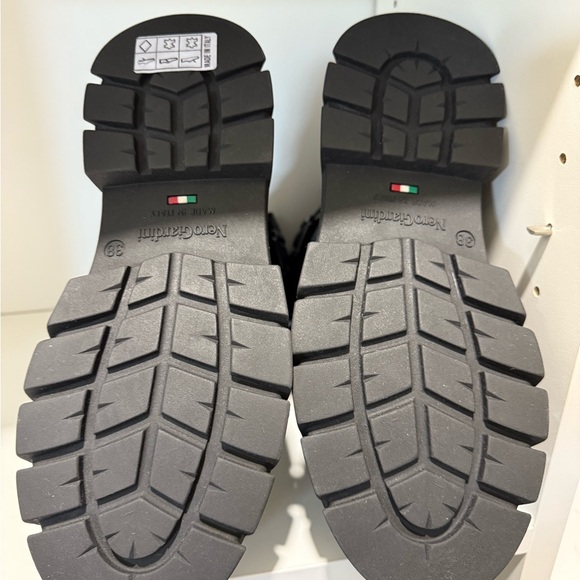 NeroGiardini Black Leather Mid-Calf Combat Boots  Made in Italy Size 38 - Picture 6 of 9